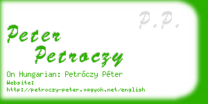 peter petroczy business card